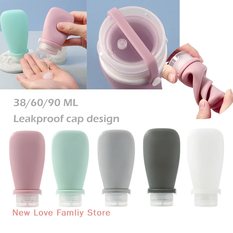 

1 Pc 30/60/90ml Silicone Travel Bottles Leak Proof Squeezable Refillable Containers for Lotion Soap Liquids Bottling