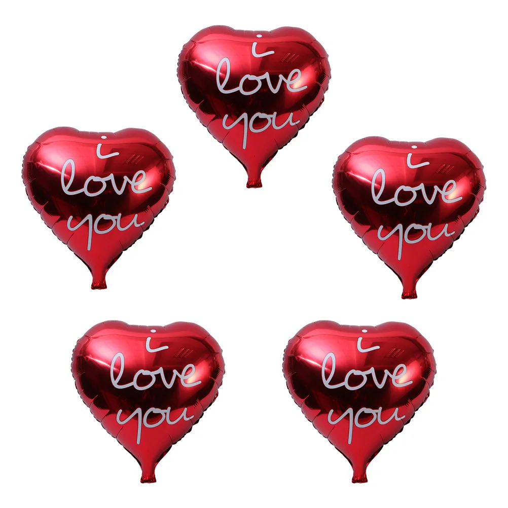 

5 Pcs Heart Shaped Balloon Valentine's Day Decoration Aluminum Foil Balloons Romantic Decorations