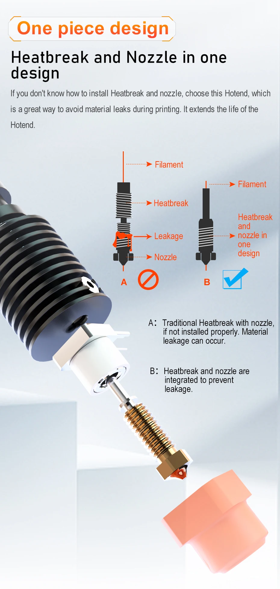 Trianglelab ® TCHC TD6 PT1000 Hotend mit integriertem PT1000-Thermistor für CHC TD6 V6 HOTEND DDE DDB Direktantrieb oder Bowden DDB EXTRDUER – Detail 2