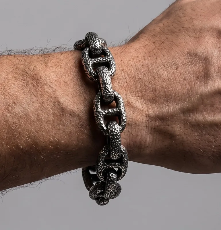 Steampunk Man Charm Bracelet Men's Stainless Steel Chain Wristband Viking Charm Bangles Halloween Jewelry for Male