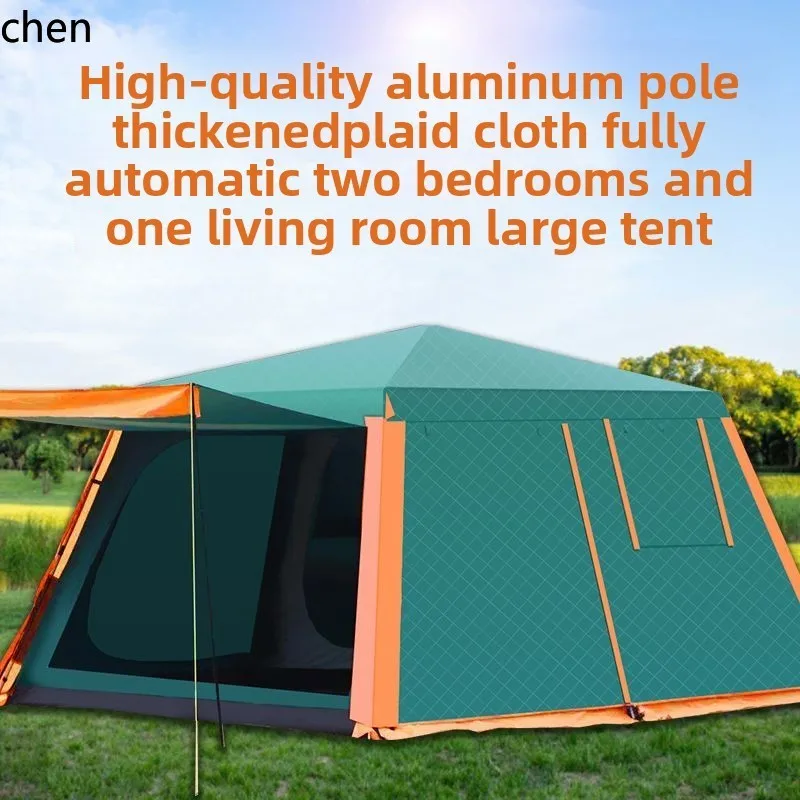 ZML Aluminum Alloy Outdoor Camping Tent Foldable No Setup Needed Two Rooms One Living Room Double