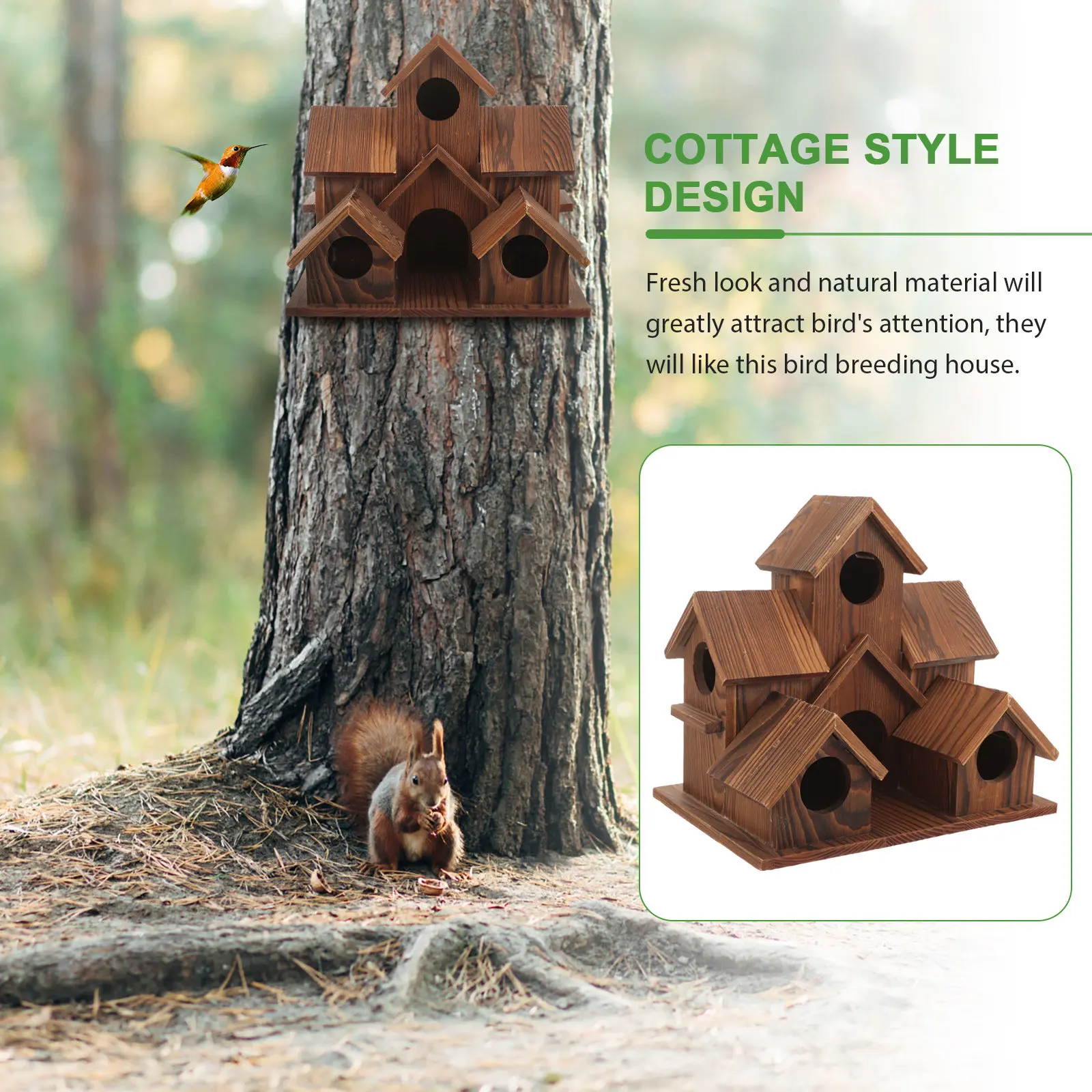 

Деревянный домик для птиц ручной работы, прочный, надежный, подвесной, для маленьких птиц, украшение для сада, для улицы, на ветку дерева, на веранду, балкон