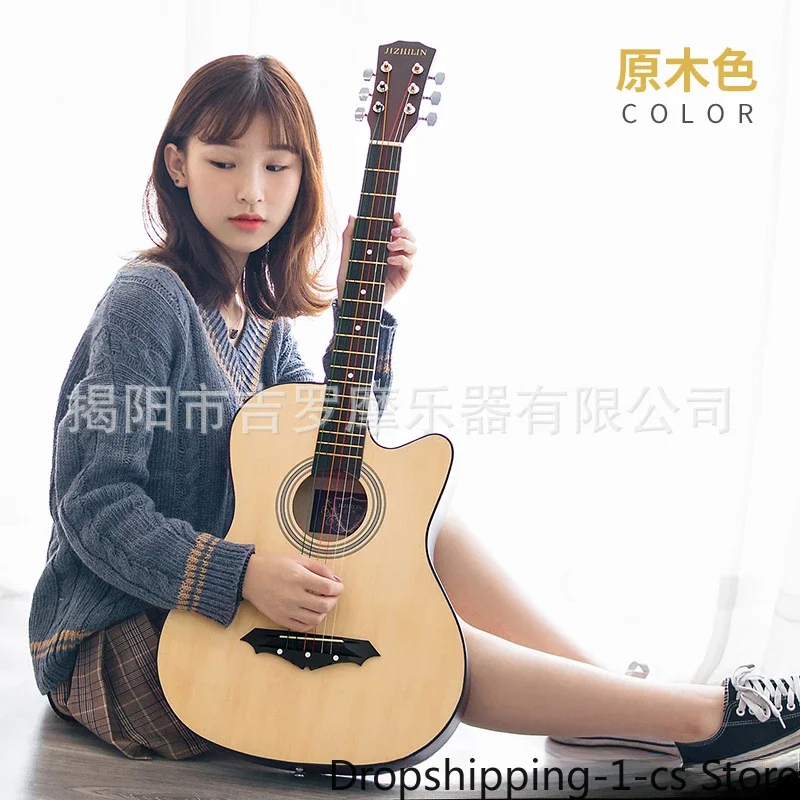 

38 Inch 10 Color Acoustic Guitar Female Male Novice Beginner Practice Student Guitar