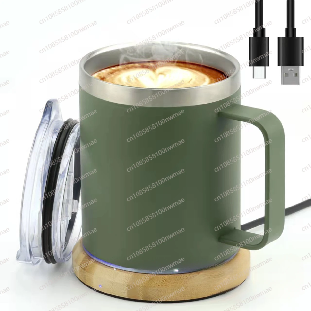 Double Layer 304 Stainless Steel Heated Constant Temperature Coffee Cup for coffee Milk with A Constant temperature of 55 ° C