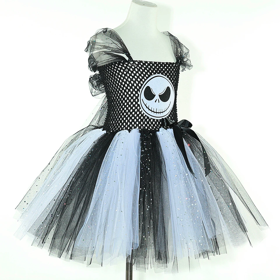 Nightmare before Christmas Jack Costumes for Girls Halloween Skeleton Fancy  Tutu Dress for Kids Black White Ghost Scary Outfits - AliExpress 1501