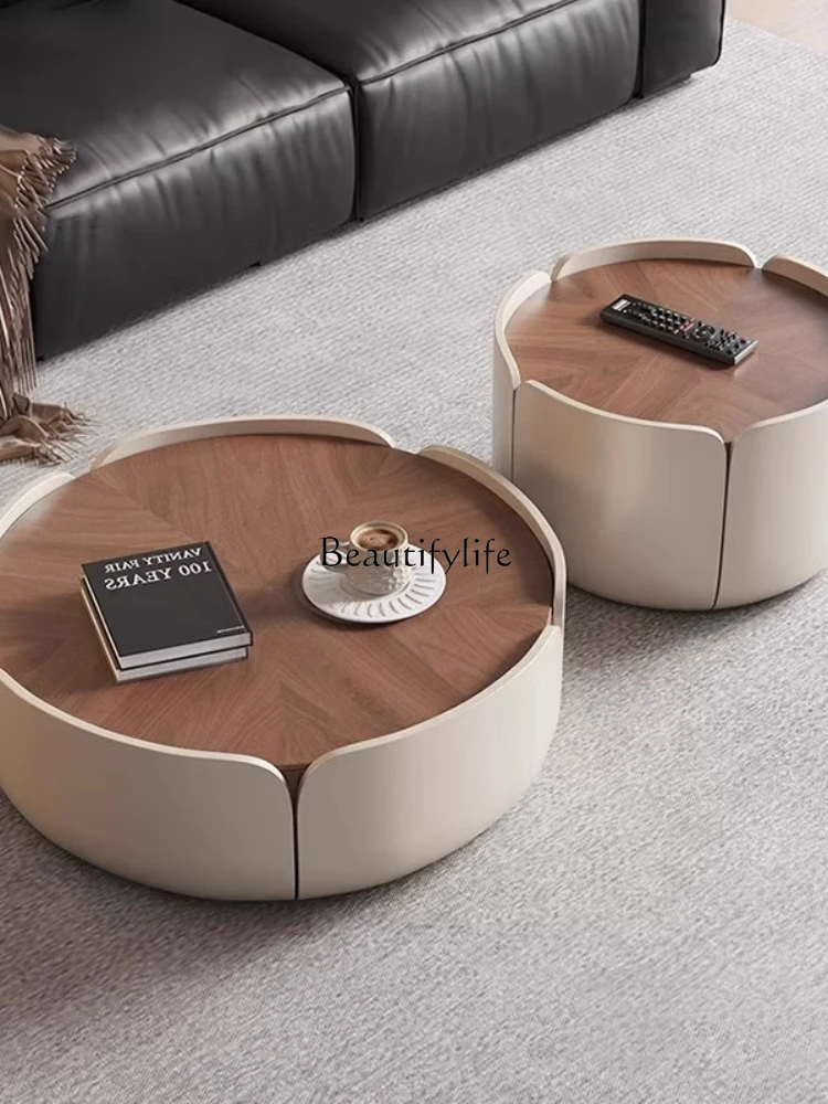 Medieval style petal coffee table consciousness minimalist small apartment walnut size circle