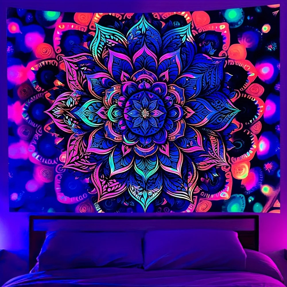 VIKAMA Mandala-Wandteppich mit Farbverlauf, Halo, Bohemian-Stil, Yoga, Meditationsraum, spirituelles Thema, Raumdekoration