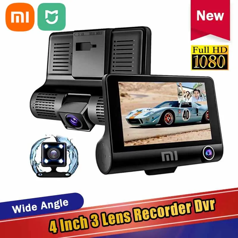 XIAOMI MIJIA DashCam Car DVR 4 Inch Full HD 1080P 3Lens Auto Video Recorder 170 Camera Parking Monitoring Night Vision Camcorder