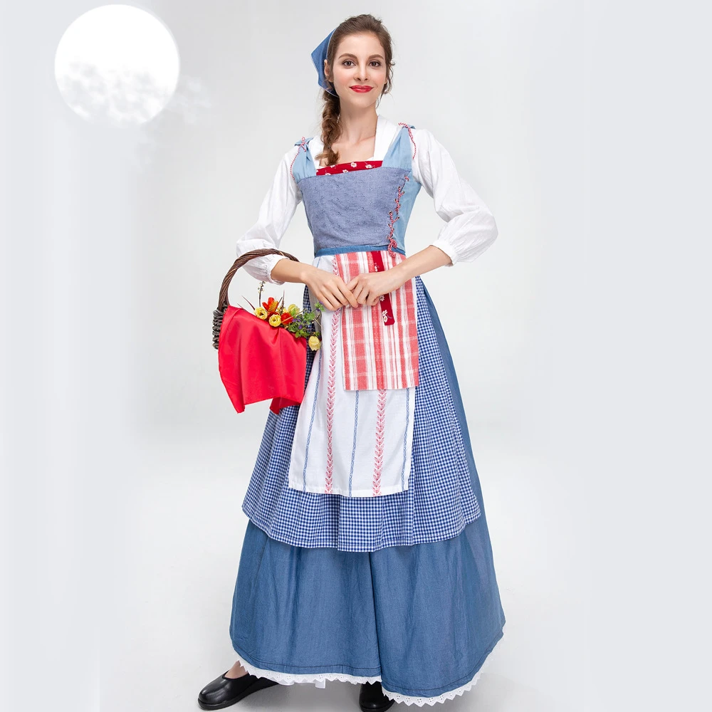 

New Halloween Women Cosplay Outfit Shirt Retro Midiskirt Pastoral Style Skirts Tailored Suit Stage Performance Art Maid Costume