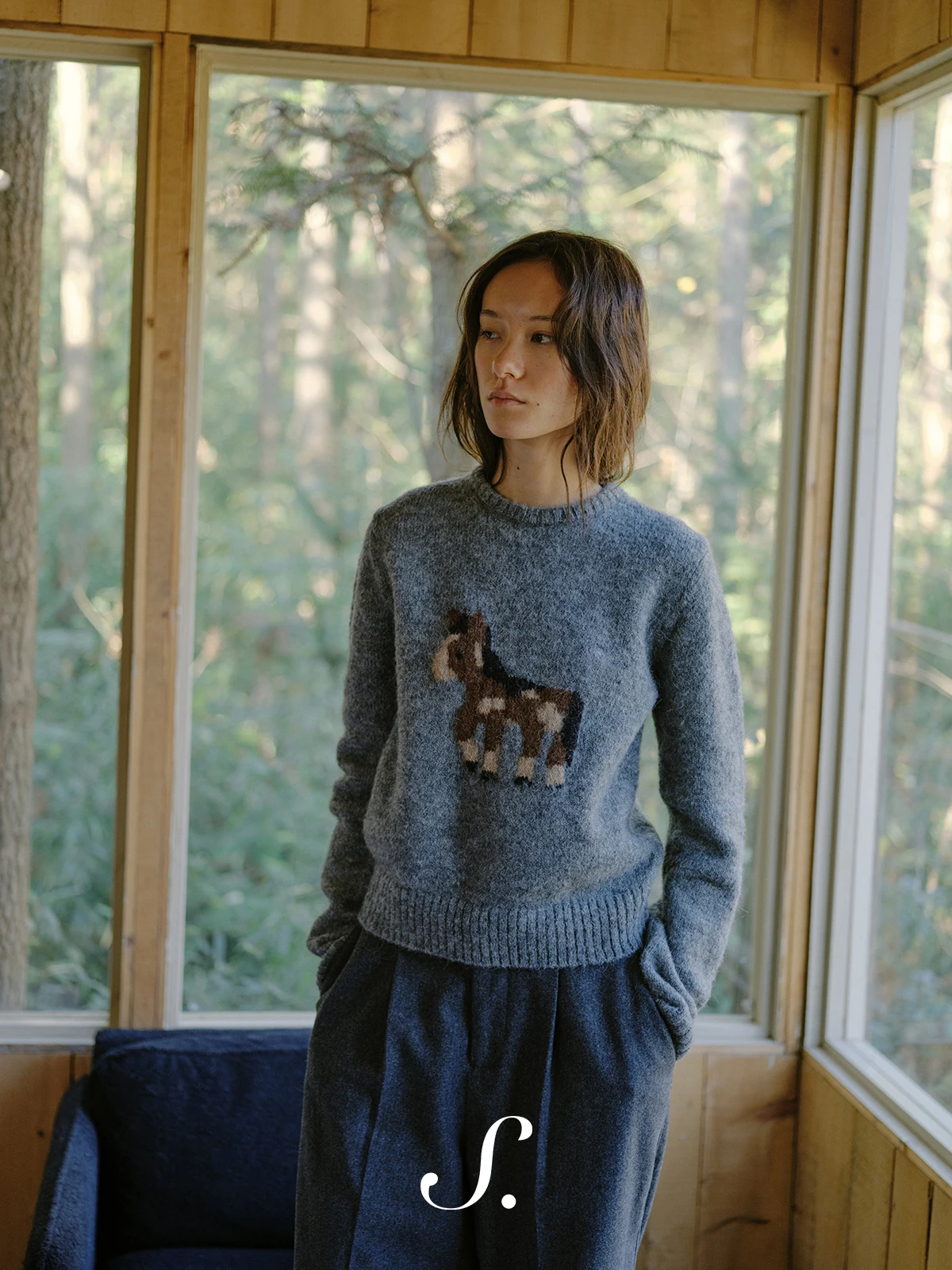 

Warm Rare Alpaca Wool round Ne Sweater yy ature ey Knitted Top Women's Faion Winter Season Long Sve