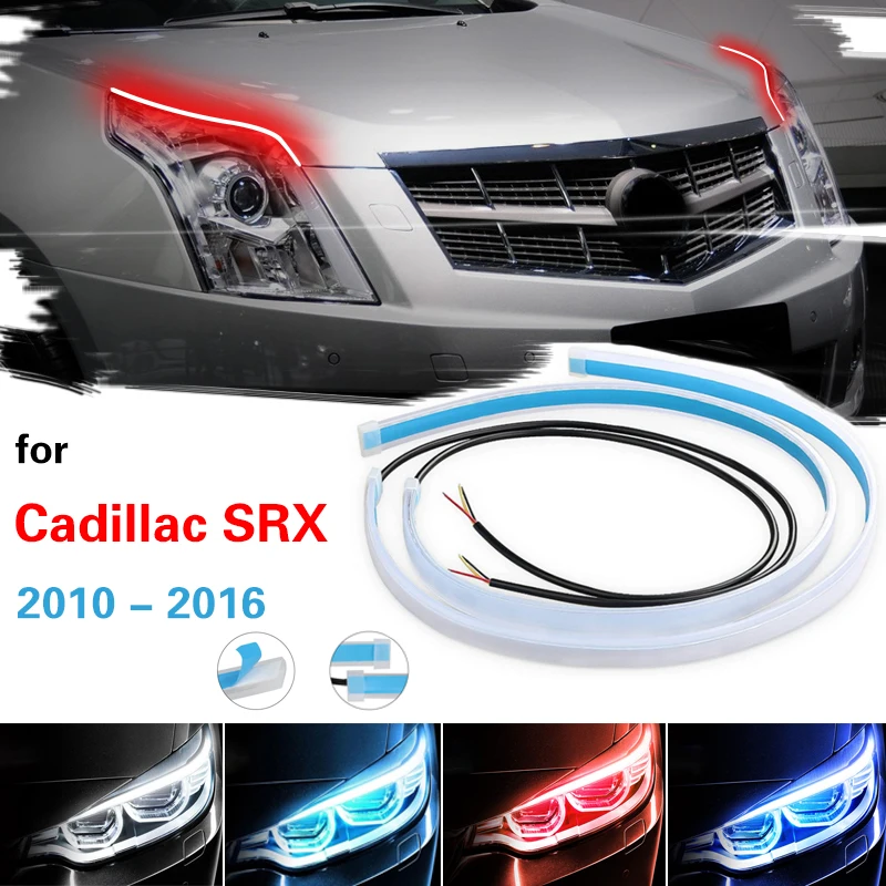 For Cadillac SRX 2010-2016 Daytime Running Light Strip Flexible Waterproof Led Signal Light Headlight DRL Start-Scan Flow Lamp