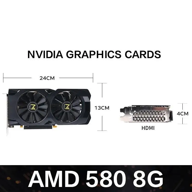 Top Radeon RX 580 8GB Gddr5 256bit GPU Computer Game Graphics Card Mining Hash Rate 28mh / S