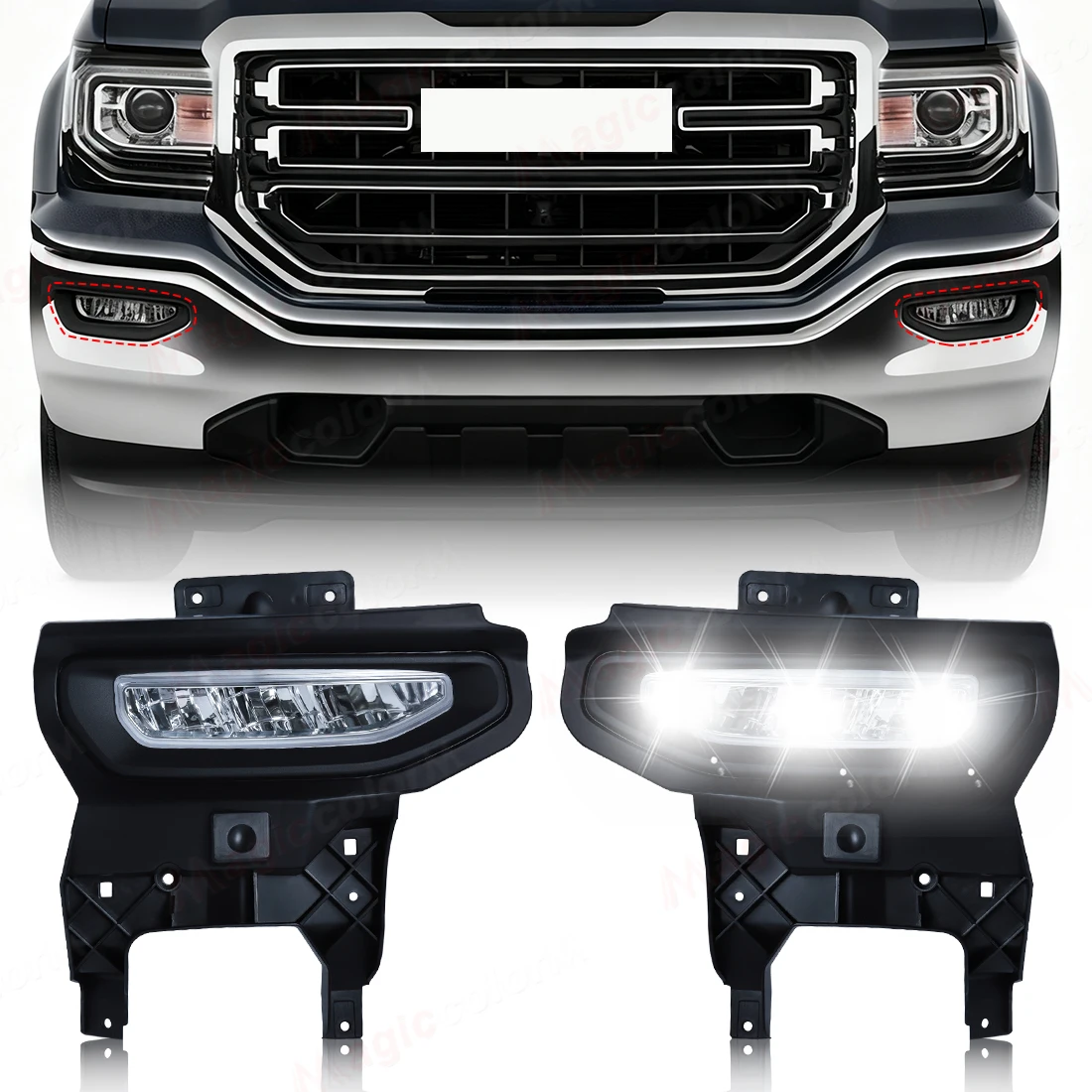 

DLAA для GMC Sierra 1500 2016 2017 2018 светодиодные автомобильные противотуманные фары переднего бампера DRL дневные ходовые огни белые дневные фары 12 В