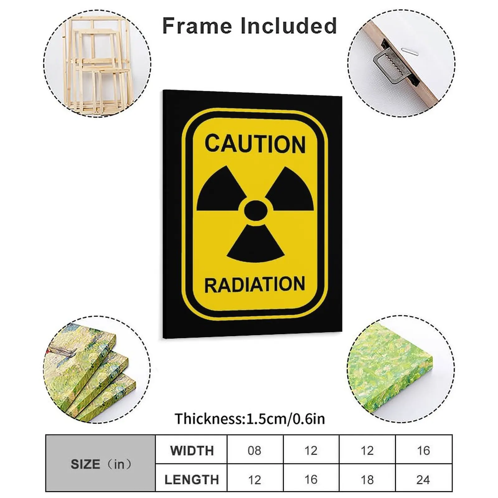 رمز مشع تحذير علامة النشاط الإشعاعي الإشعاع قماش اللوحة كهف جدار ديكور مطبوعة سينما مؤطرة لوحات الحائط