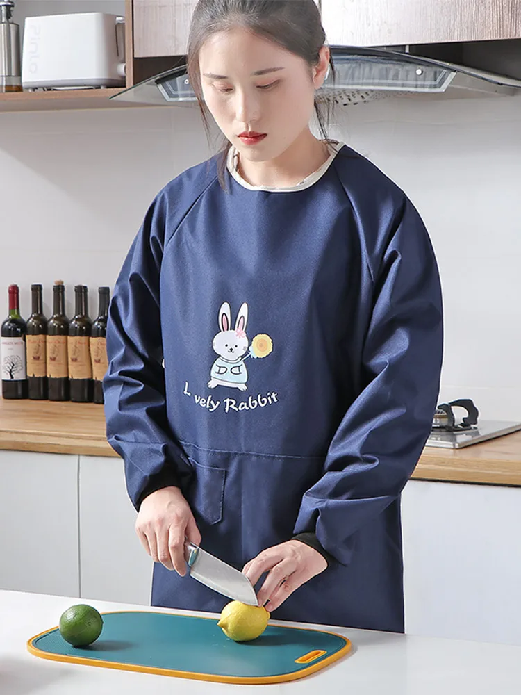 vanzlife Kitchen waterproof long-sleeved apron household work clothes coat 2021 new female oil domestic clean oil overall