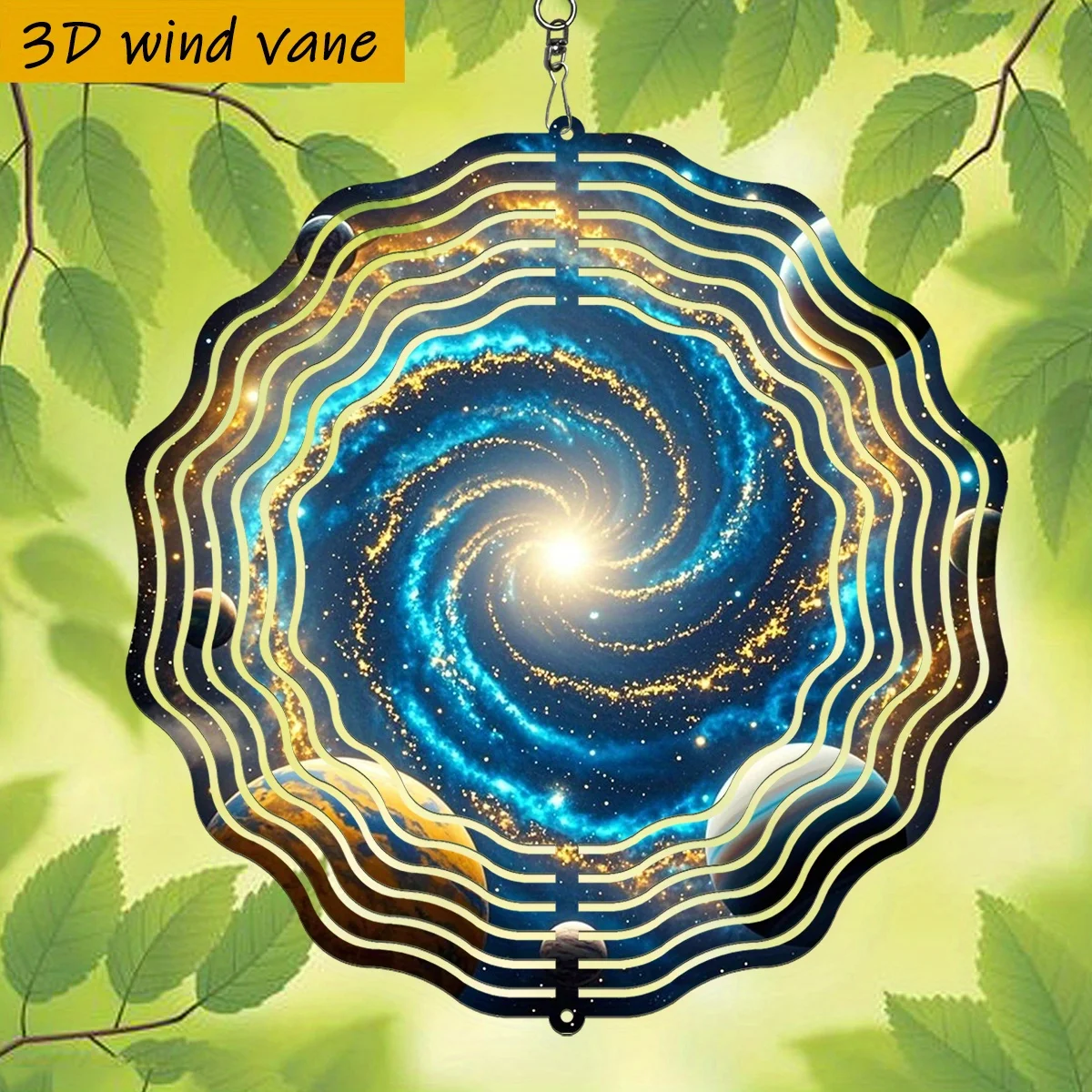 1 pièce d'aiguille d'venteur rotative 3DGalaxy - 360 °   Décoration murale Ciel étoilé avec crochet de suspension, design galaxie fascinant en fer rond