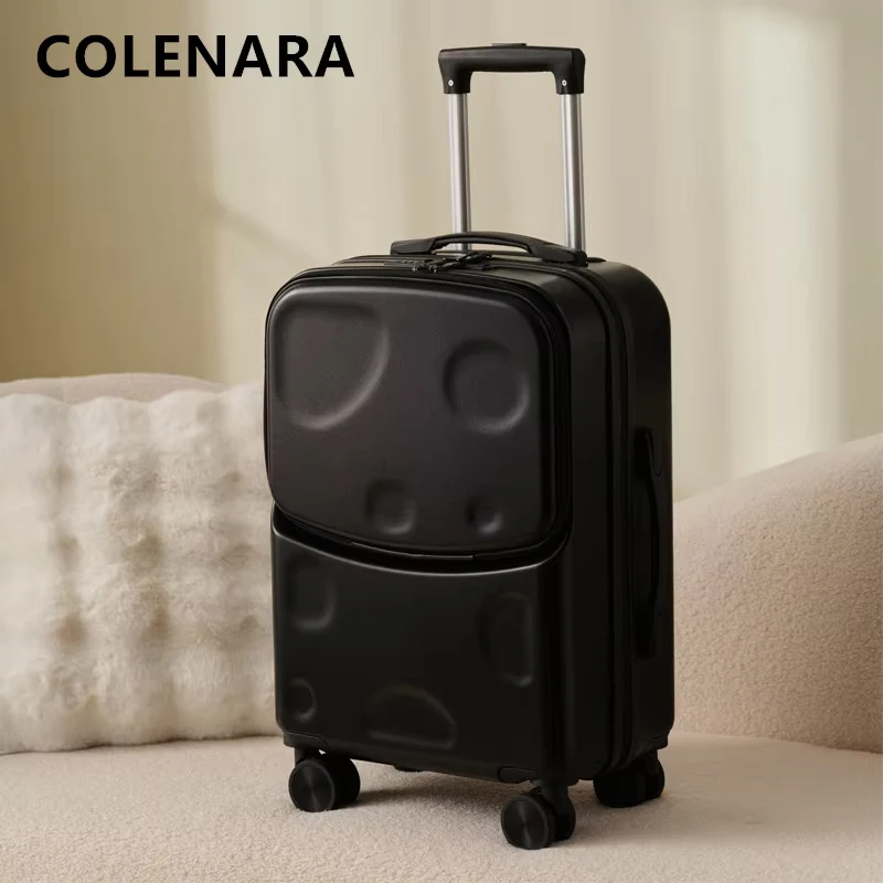 COLENARA-maleta de cabina de 20 "22" 24 "26 pulgadas, caja de embarque con apertura frontal ABS + cubierta de carrito para PC, equipaje multifunción con carga USB