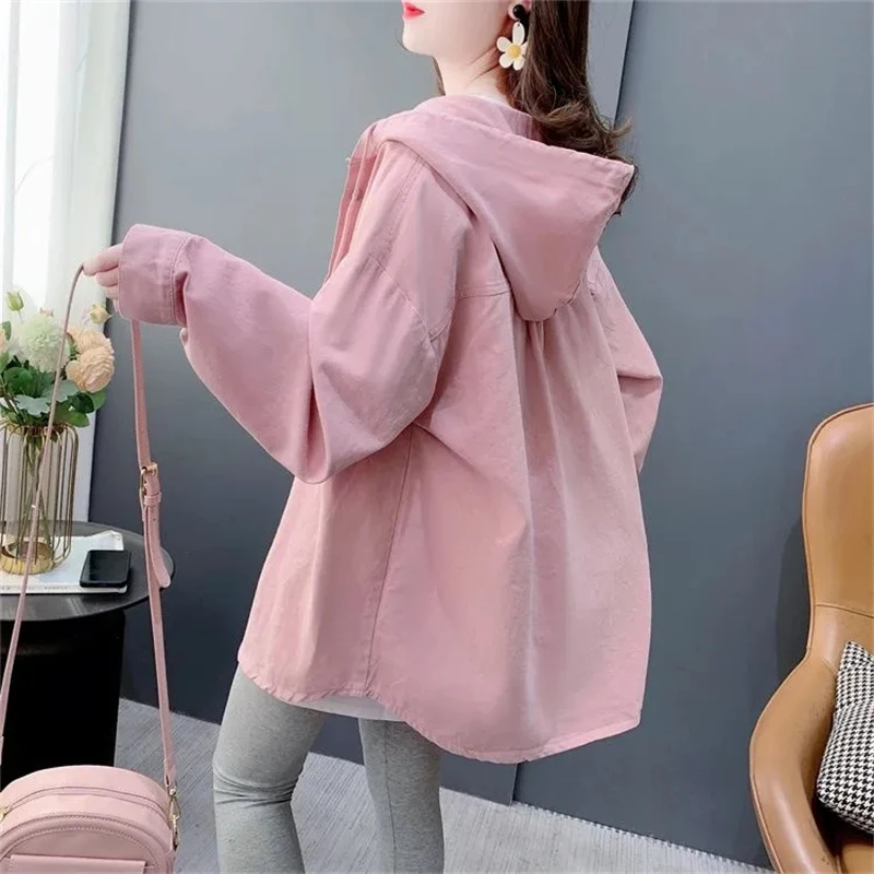 Spring Autumn 2024 Elegant Design Sense Korean Version Women's Jackets Fashion Hooded Retro Long Sleeve Female Short Coat