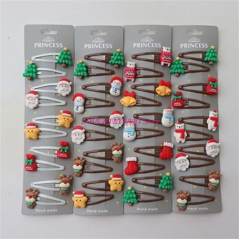 Paquete 10/8pcs conjunto peluquería para cabello navideño para niñas horquillas vacaciones festivas 4xbc