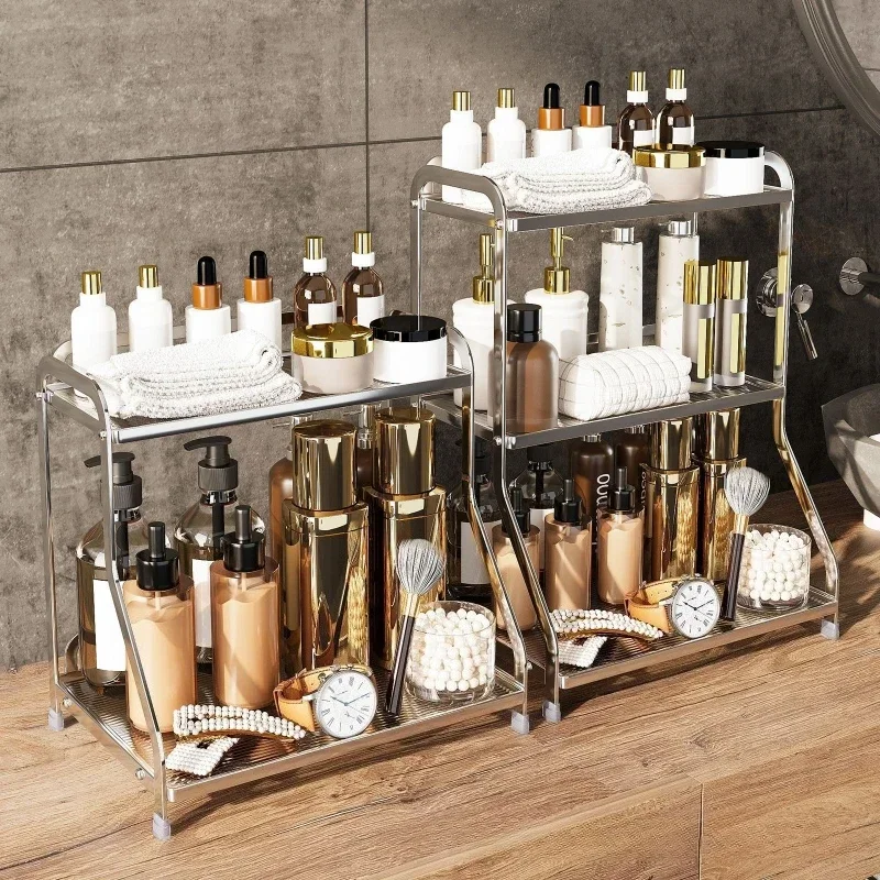 Multi-functional Desktop Shelf Dresser Cosmetics Storage Rack Bathroom Perfume Finishing Rack Ornament Jewelry Rack