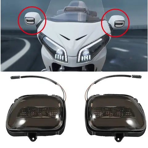 2PCS 오토바이 표시기 Honda Goldwing Gl1800 F6B 2001-2017 전면 LED 방향 지시등 용 신호등 켜기