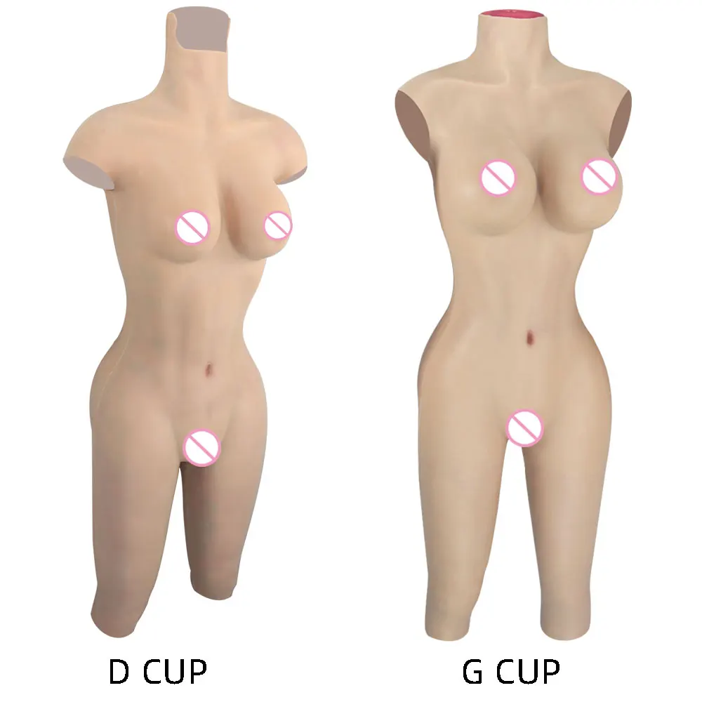 YUERUGOU Fake Boob Silicone Bodysuit Breast Forms Fake Vagina For Transgender Sissy Drag Queen Male Crossdresser Cosplay D/G Cup