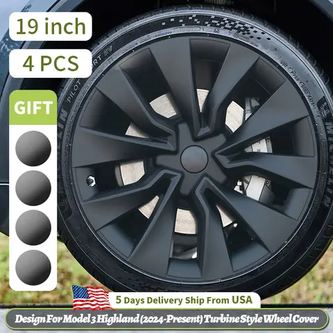 4pcs for Tesla Model 3 Highland 2024-2026 19 inch Turbine Sports Performance Wheel Caps Car Full Wheel Cap Accessories Design