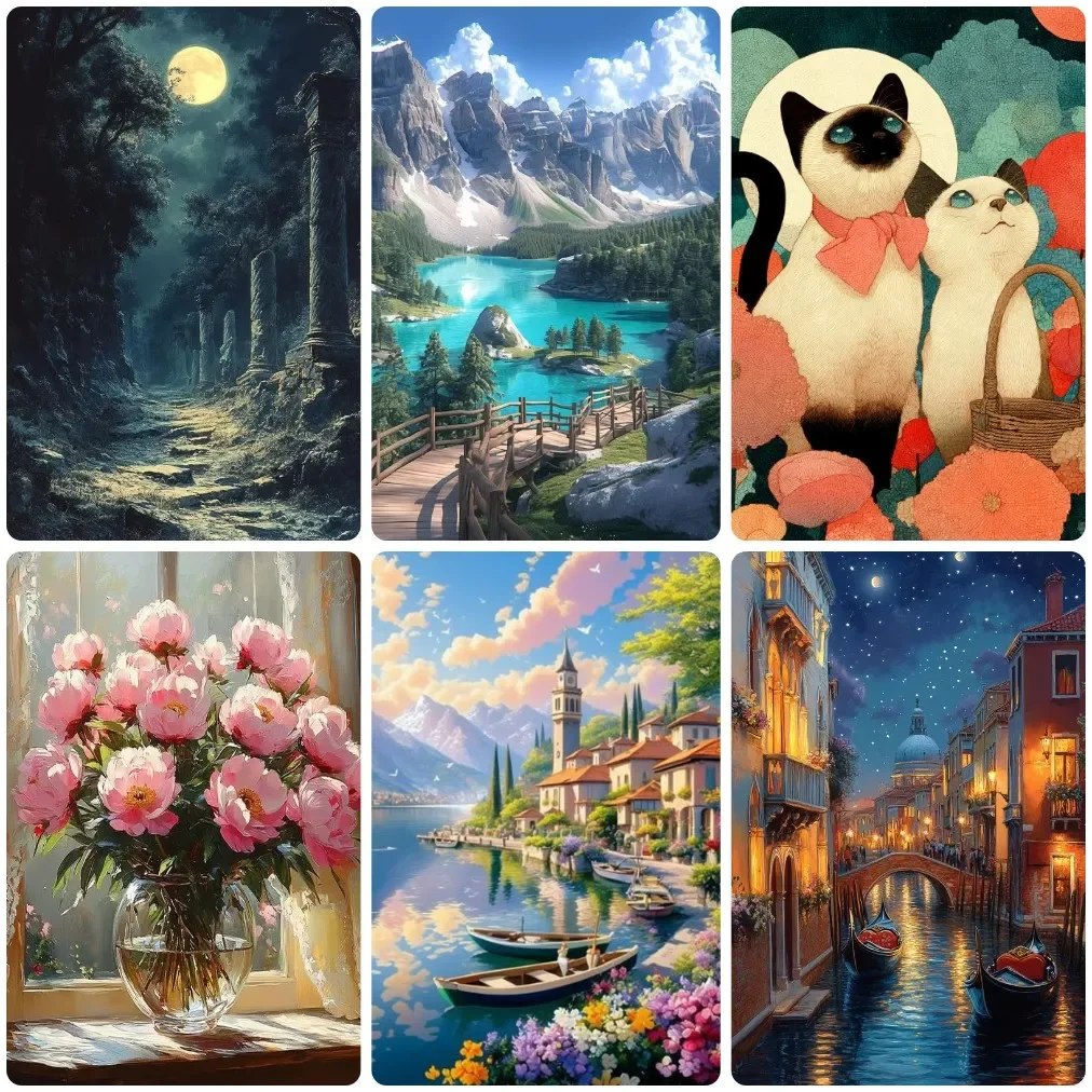 Romantic Landscape Diamond Painting, Dreamy Nature and City Scenery Handmade Art Exquisite Creative Gift Home Decoration