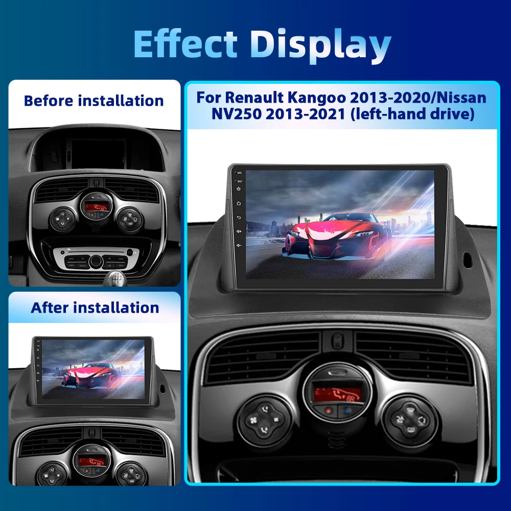 Podofo 8+128G 9'' Car Radio For Renault Kangoo 2013-2020/Nissan NV250 2013-2021 Carplay Android Auto GPS DSP AI Voice Car Stereo