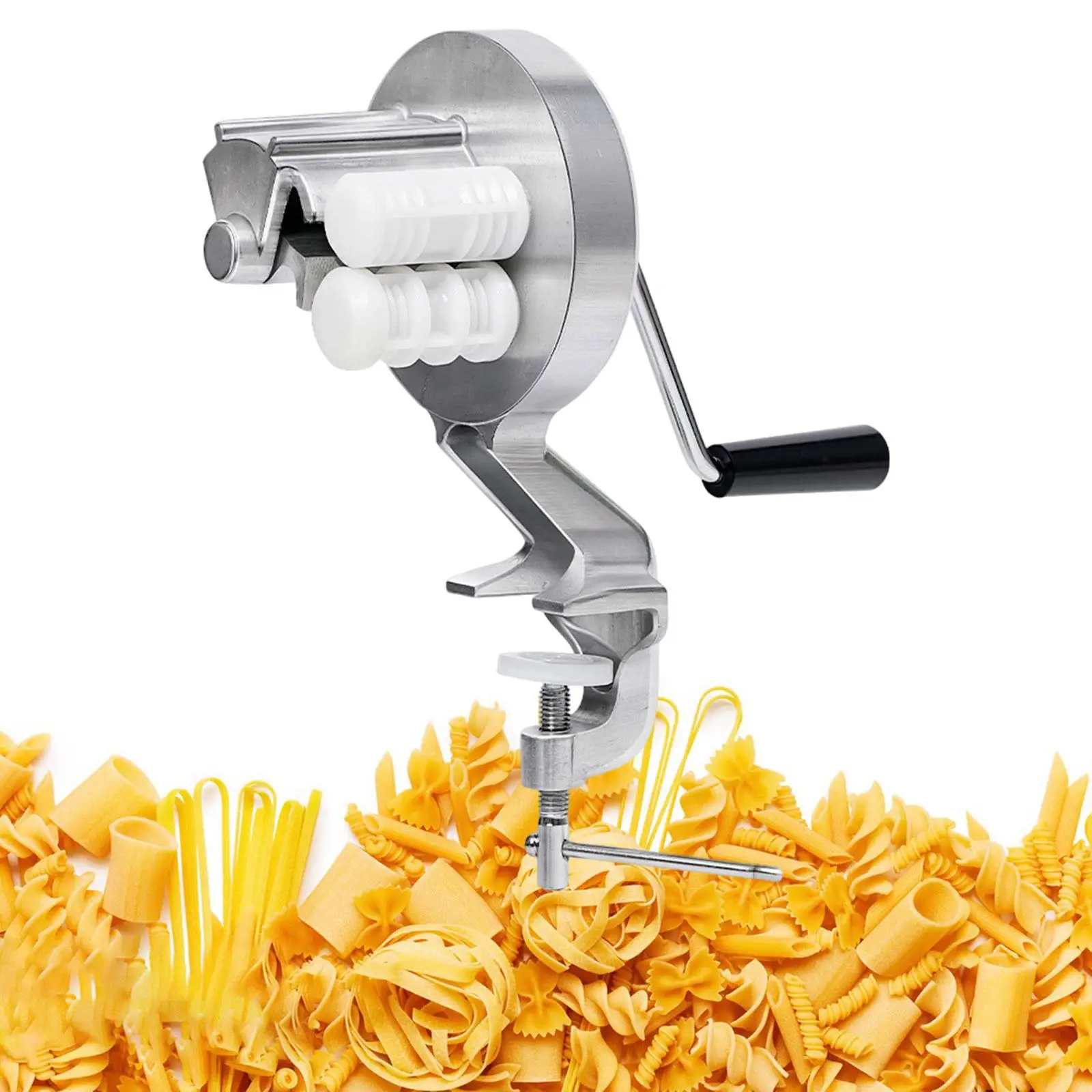 Pasta Maker Attachments Hand Press Small Portable DIY Holiday Gift Kitchen Gadget with Hand Crank Cavatelli Machine Cooking