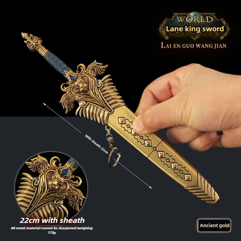 22cm/8.66in Lich King Game Peripherals Samurai Swords Sheathed Swords Cosplay Metal Weapon Model Desktop Ornament Boy Gifts Toys
