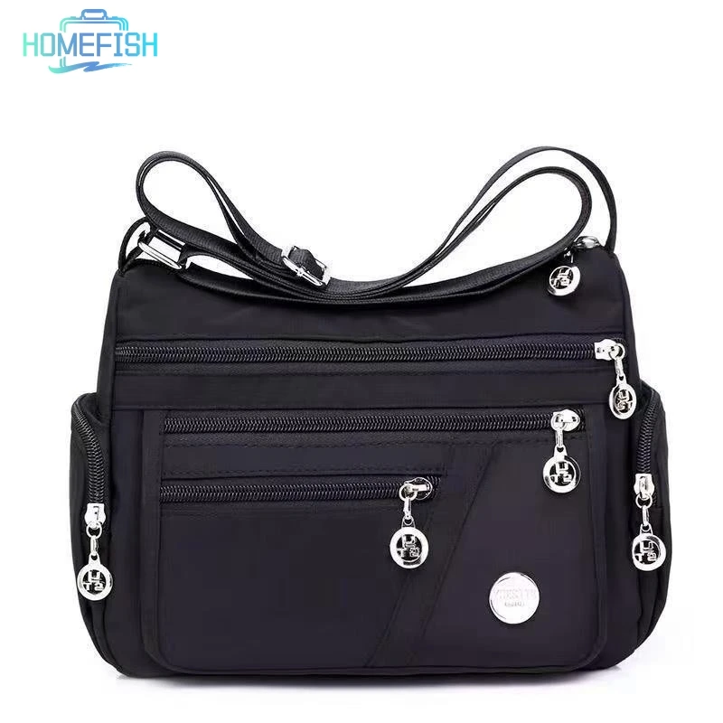 HOMEFISH Borsa a tracolla da donna in tessuto di nylon neutro con tracolla in tessuto Oxford Borsa casual da viaggio multiscomparto