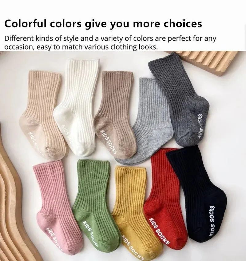 3 Paare/los Baby Socken Jungen Mädchen Baumwolle Streifen Weiche Socke Kinder Kleinkind Rutschfeste Gummigriffe Bodensocken Für 0-3 Jahre – Detail 2
