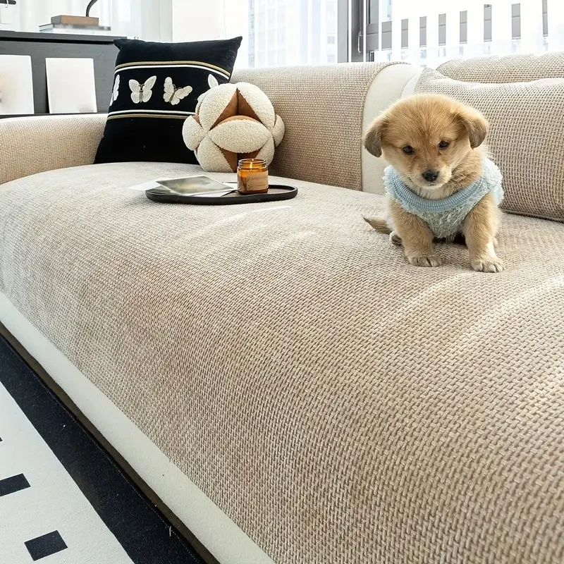Housse de canapé antidérapante en Jacquard tissé solide, minimaliste, pour toutes les saisons, salon, décoration de meubles 1/2/3/4, housse de siège de canapé