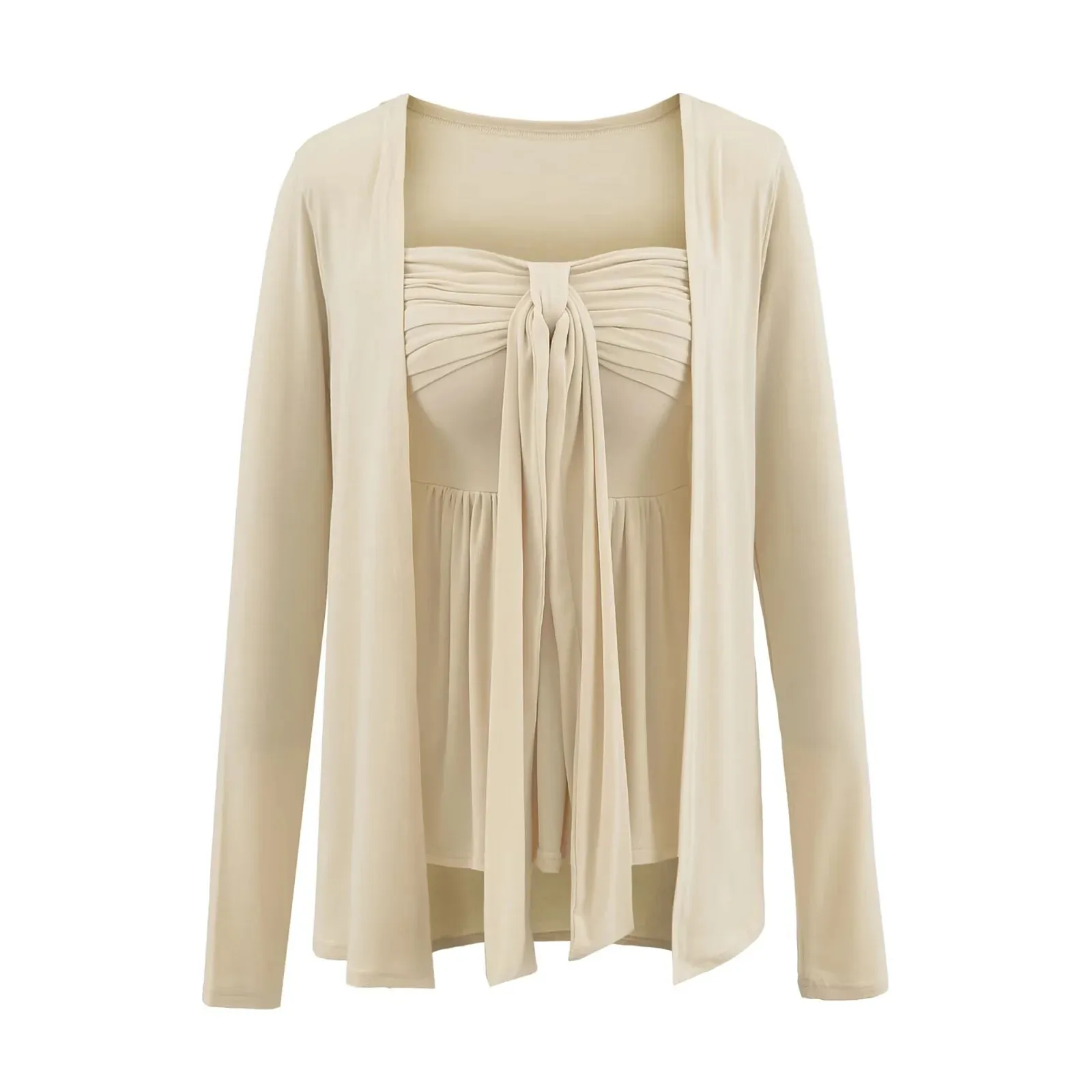 

Ленивый стиль, нежный комплект Pure Desire для женщин, новый летний однотонный топ, жилет, кардиган, шаль с длинными рукавами, футболка, куртка OJ74