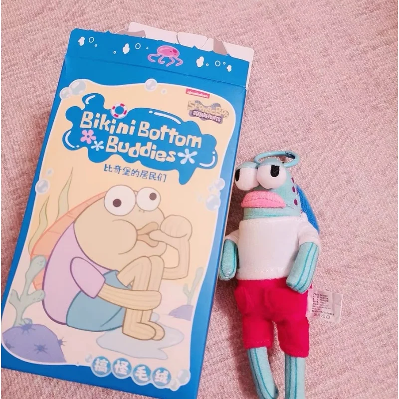 Fondo de Bikini de dibujos animados clásico, bolsa de juguete de peluche, colgante, pez bonito y feo, mochila creativa, llavero decorativo, regalo de cumpleaños