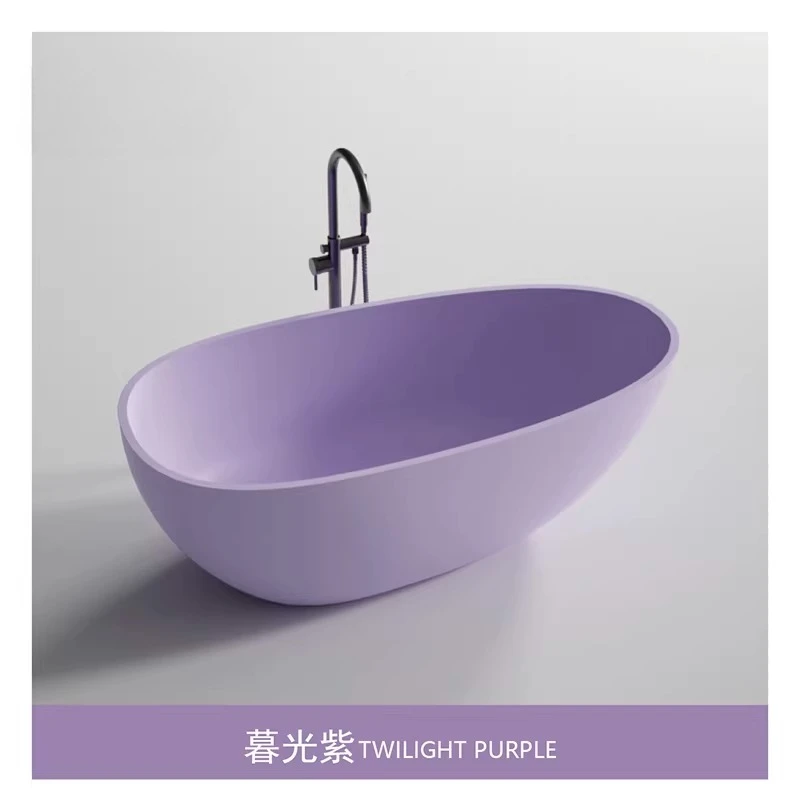 Color freestanding bathtub artificial stone bath tray household oval integrated bath