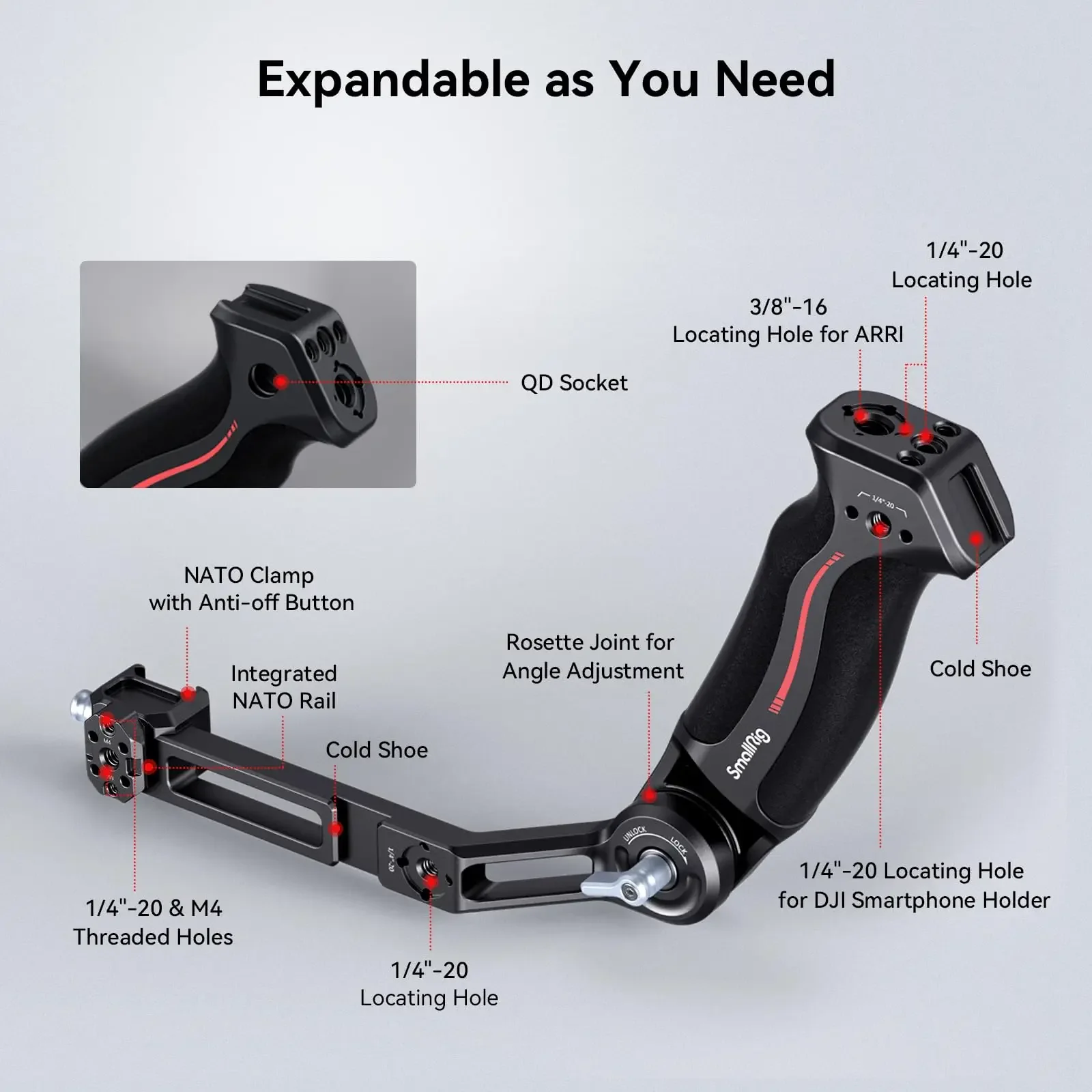 

2026 For SmallRig 3028D Sling Handle for RS2/RSC2/RS3/RS3Pro/RS3Mini/RS4/RS4Pro/RS4Mini Sling Handle