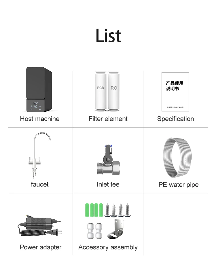Pp Sediment Activated Carbon Ro Membrane 600G 800G 1000G Water Purifier Smart Desktop Water Purifier For Drinking