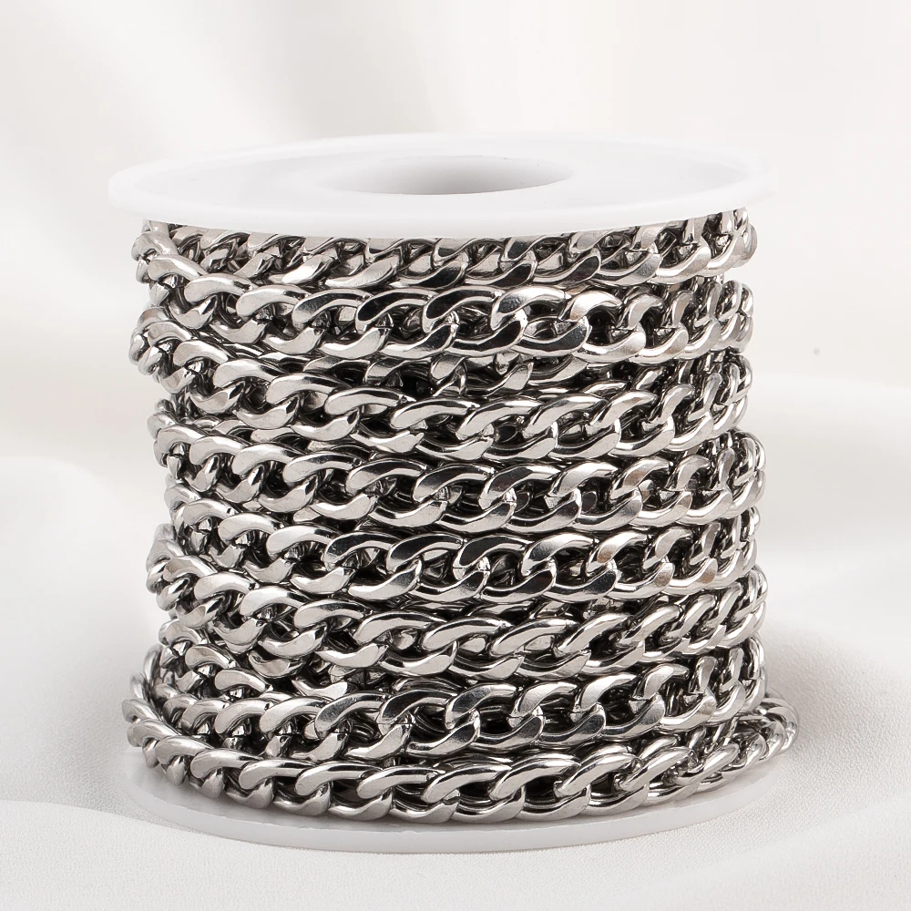 3/5/7mm 0.5/1/2Meter Figaro Link Chains Stainless Steel Chains for DIY Jewelry Making Necklace Bracelet Crafts Supplies Findings