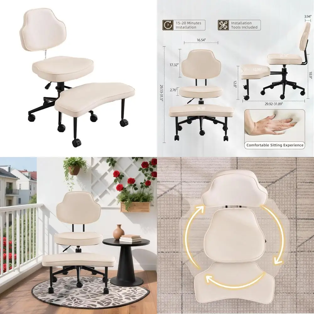 

Регулируемое эргономичное кресло для медитации с поясничной поддержкой и поворотом на 360° ° Вращающееся кресло для домашнего офиса, занятий йогой и работы за столом