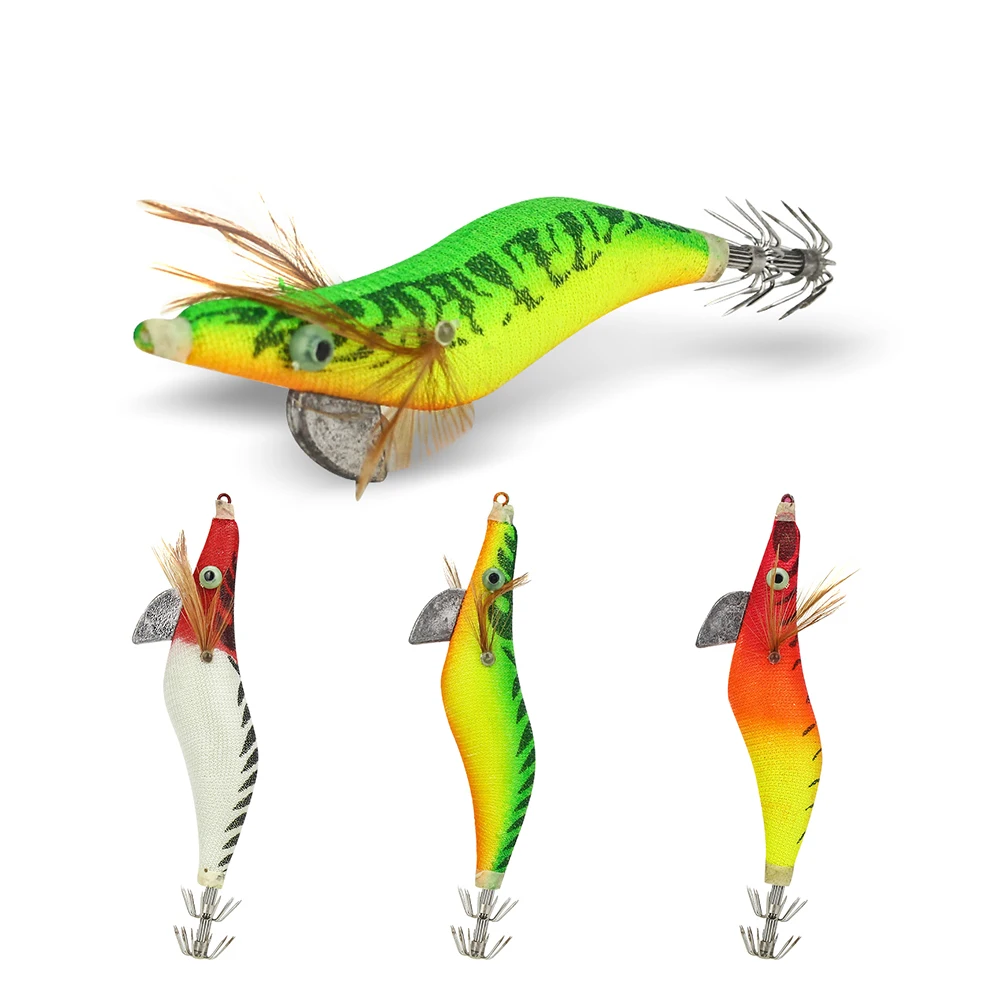 Luminous Wood Shrimp Fishing Lure Jig Sinker 3.0# Squid Hook Jigs Sea Octopus Cuttlefish Shrimp Baits Lures Hard Bait