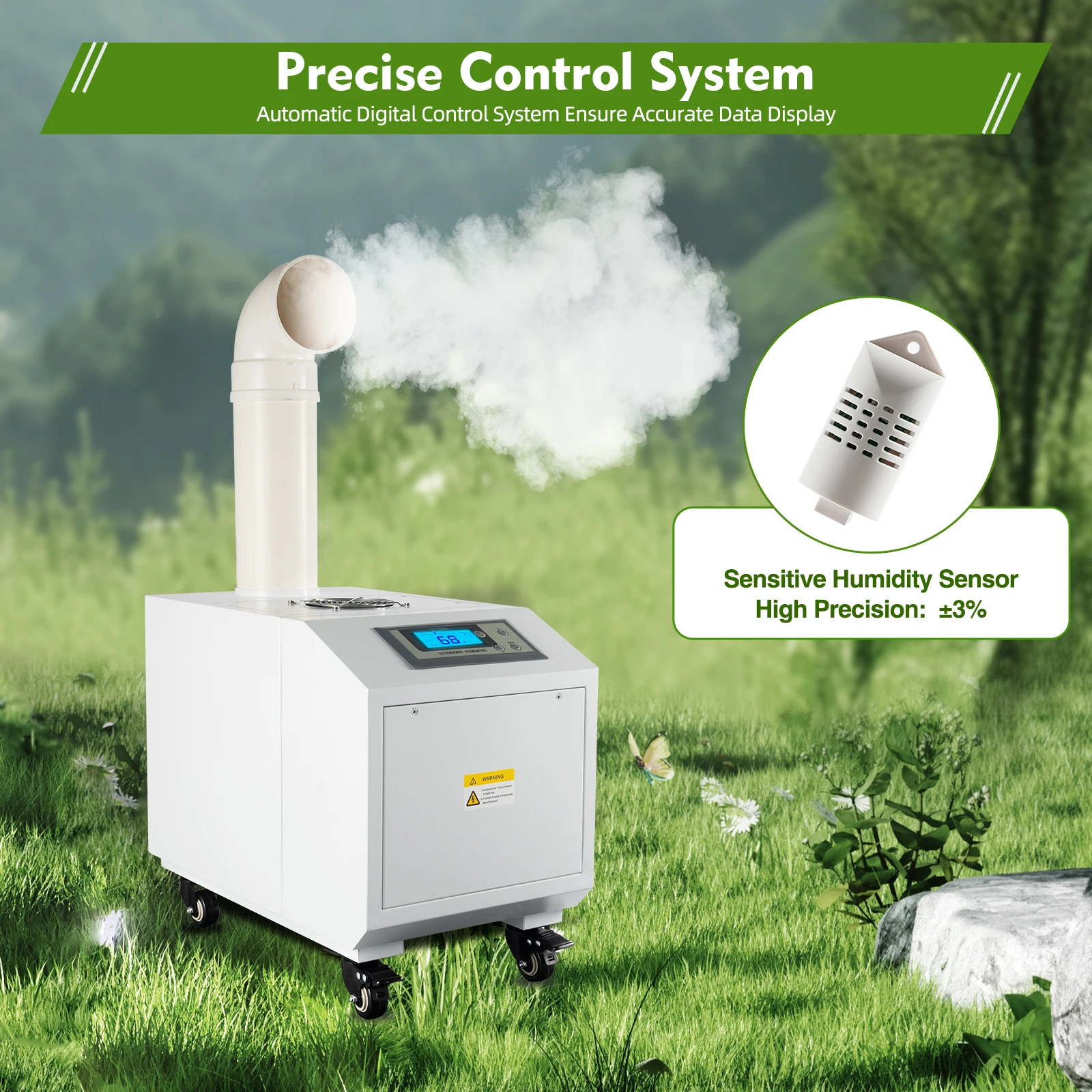 

Agricultural Ultrasonic Humidifier 300W 10 Discs 10L TankCommercial Fogger Machine with LCD Timer for Greenhouse Plant Factory