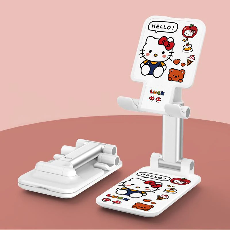 Kawaii Sanrio Hello Kitty Desk Mobile Phone Holder Stand for Iphone16 Ipad Xiaomi Adjustableuniversal Table Cell Phone Stand