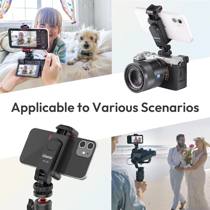 ألانزي ST-06S 360 ° حامل هاتف قابل للدوران عمودي تبادل لاطلاق النار PhoneMount ترايبود جبل مع الحذاء البارد الهاتف كليب المشبك مدونة فيديو