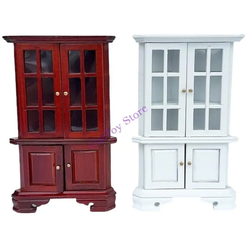 

Wooden Corner Cabinet For Miniature Doll House Display Storage Solution Bookshelf for Living Room Scene Setting Supply