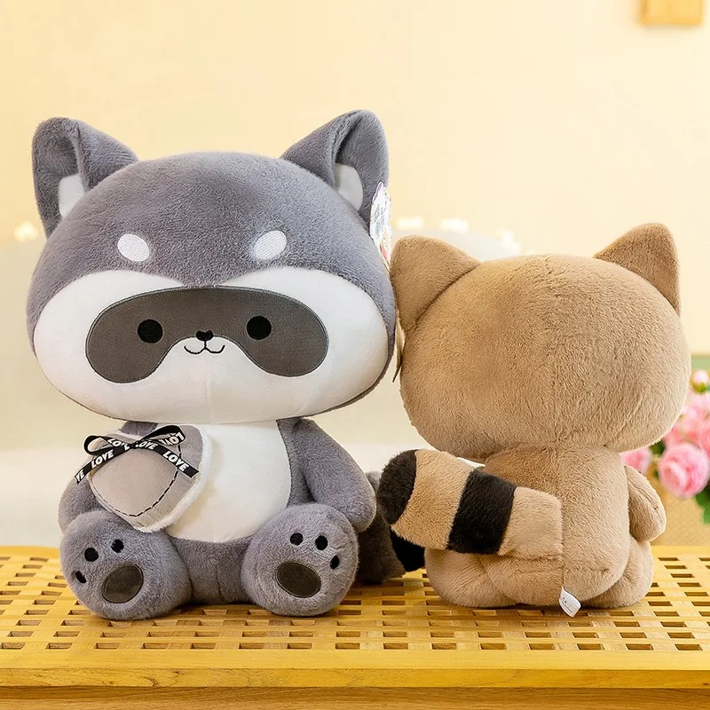 

25-40cm Kawaii Cartoon Raccoon Plush Toys Soft Stuffed Animals Fluffly lovely Baby Accompany Dolls For Kid Xmas Gifts Home Decor