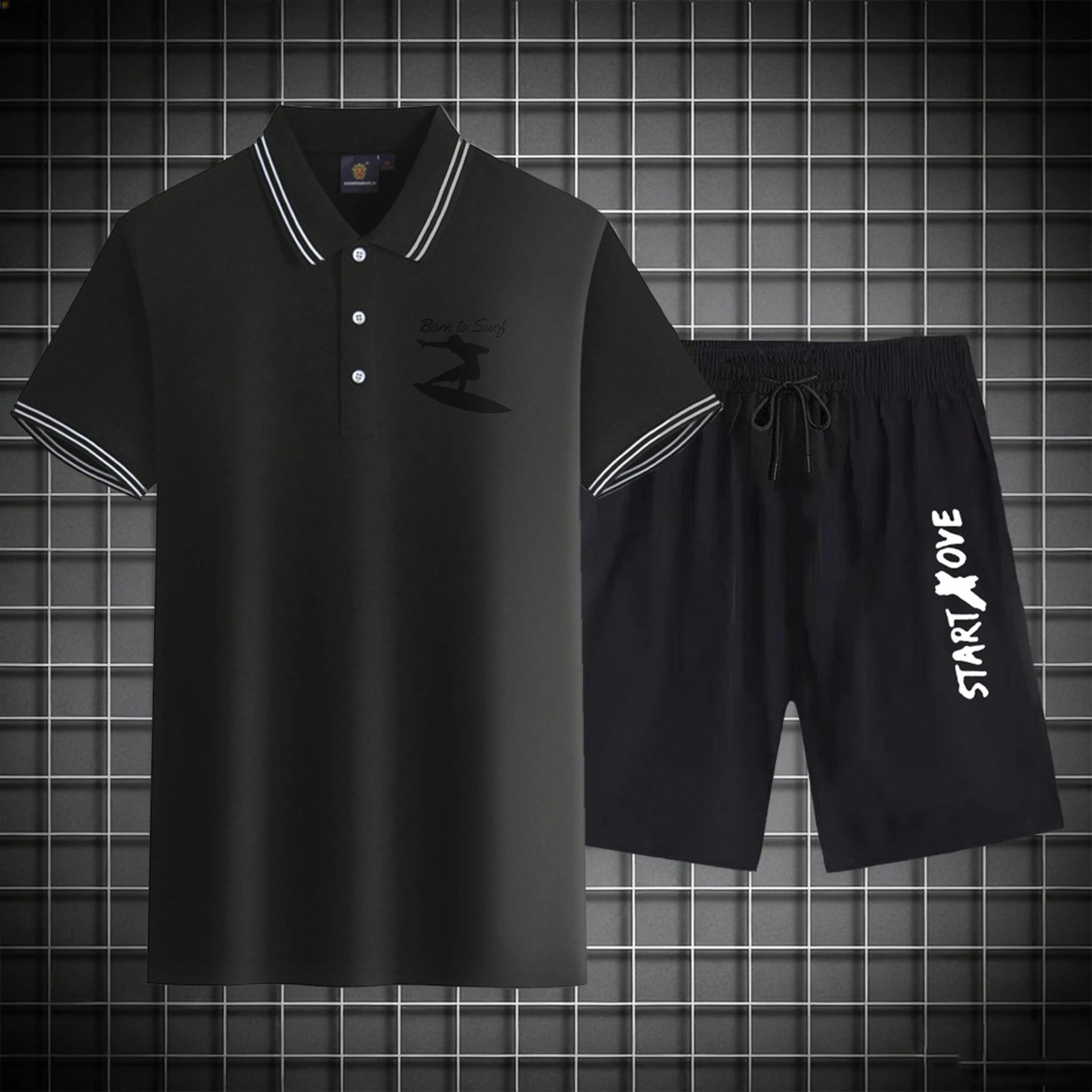 men's Polos sets 2026 Summer Graphic Short sleeve Printed Polyester men's suits men's chandals clothing set Tracksuit men