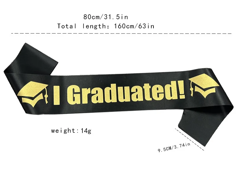 New black shoulder strap graduation season campus procurement ribbon I graduated graduation party belt etiquette