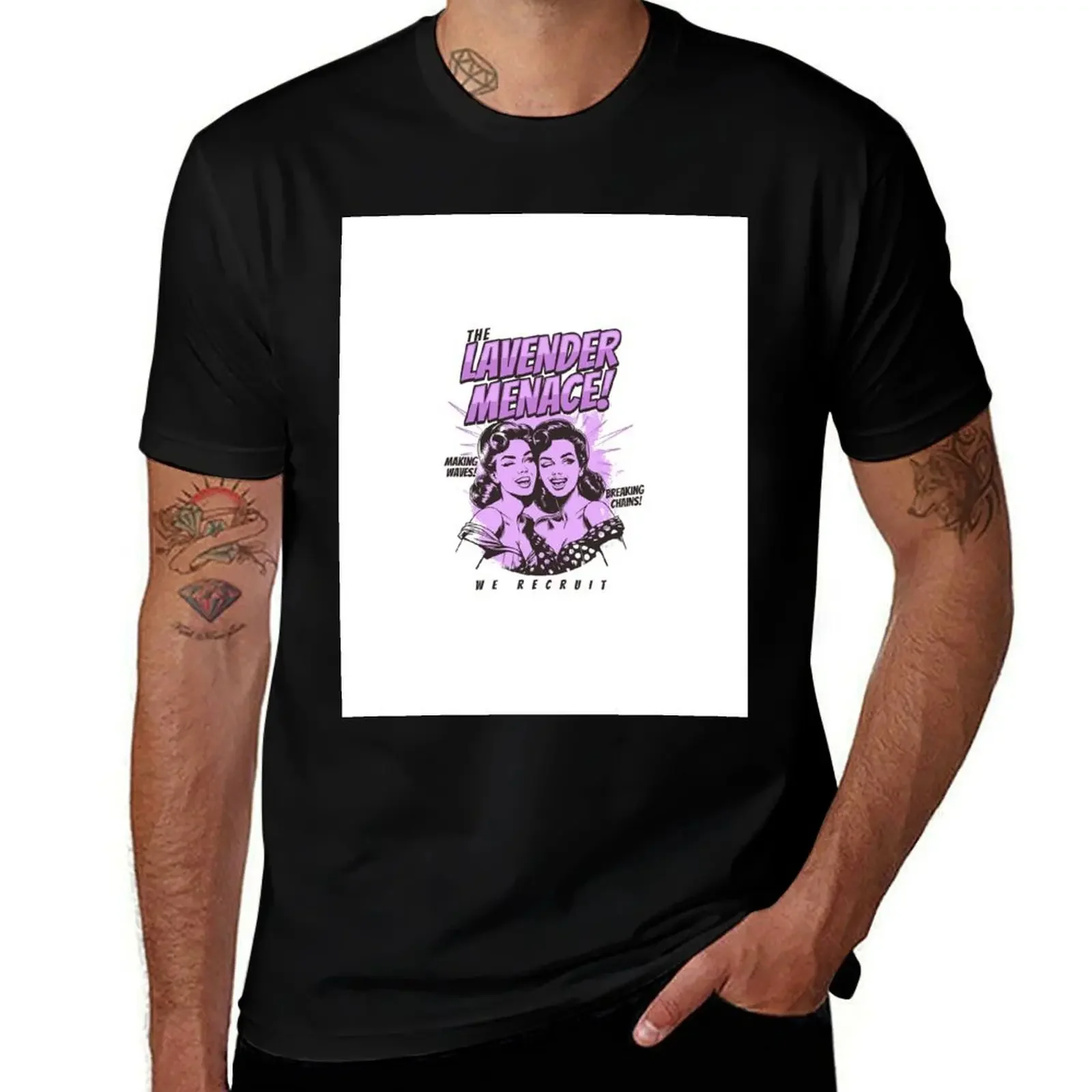 

Vintage Style Lesbians - The Lavender Menace T-Shirt anime t shirts Luxury man summer clothes workout shirts for men